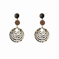 Round Resin Wood Chip Leopard Print Stud Earrings Maillard Style Geometric Fashion Jewelry view 5