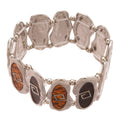 Vintage Light Luxury Oval Enamel Alloy Stretch Bangle With Geometric Spliced Design view 5