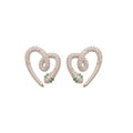 Copper Zircon Snake Heart Stud Earrings With Silver Pins, Luxe Niche Animal Design view 5