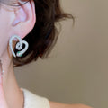 Copper Zircon Snake Heart Stud Earrings With Silver Pins, Luxe Niche Animal Design view 3