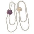 Light Luxury Double Layer Faux Pearl Chiffon Flower Sweater Necklace For Women view 5