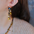 Ethnic Style Wooden Bead Square Tassel Stud Earrings With Silver Pins Vintage Geometric Dangle Design view 4