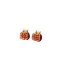 Alloy Red Pomegranate Rhinestone Stud Earrings With Silver Posts, New Chinese Light Luxury OL Style view 5
