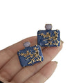 Light Luxury New Chinese Alloy Square Plum Blossom Enamel Stud Earrings For Women view 5