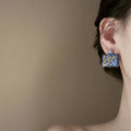 Light Luxury New Chinese Alloy Square Plum Blossom Enamel Stud Earrings For Women view 4