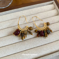 18K Gold Plated Stone Tassel Drop Earrings Vintage Ethnic Geometric Ear Hook Jewelry view 4