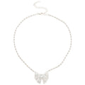 Copper Zircon Butterfly Pendant Necklace And Ear Cuff Jewelry Set, Elegant Court Style Light Luxury view 5