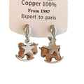 Light Luxury Copper Little Horse Zodiac Pendant Drop Earrings With Silver Posts For Daily Commute view 5