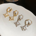 18K Gold Plated Zircon Rhombus Faux Pearl Drop Earrings For Women, Light Luxury Vintage Style view 4