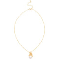18K Gold Plated Zircon Faux Pearl Pendant Necklace, Elegant Geometric Round Light Luxury Choker view 5