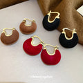 Flocked Fabric Round U Shape Drop Earrings Vintage Light Luxury OL Style Geometric Jewelry view 3