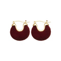 Flocked Fabric Round U Shape Drop Earrings Vintage Light Luxury OL Style Geometric Jewelry view 5