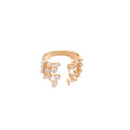 French Vintage Faux Pearl Zircon Multilayer Open Ring For Women Geometric Light Luxury view 5