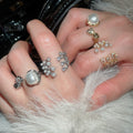 French Vintage Faux Pearl Zircon Multilayer Open Ring For Women Geometric Light Luxury view 1