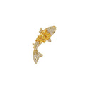 14K Gold Plated Copper Koi Fish Brooch With Zircon And Pearl New Chinese Luxury Style view 5