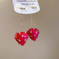 Light Luxury Resin Strawberry Rhinestone Drop Earrings With Silver Needle Sweet Fruit Design view 2