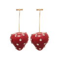 Light Luxury Resin Strawberry Rhinestone Drop Earrings With Silver Needle Sweet Fruit Design view 5