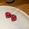 Light Luxury Resin Strawberry Rhinestone Drop Earrings With Silver Needle Sweet Fruit Design view 4