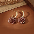Resin Flower Drop Earrings With Rhinestone Inlay Silver Needle Vintage OL Fashion Jewelry view 4