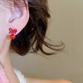 Alloy Heart And Bow Rhinestone Stud Earrings Jewelry Set Casual Minimalist Daily Style view 3
