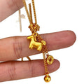 24K Gold Plated Copper Horse Coin Necklace Old Money Style Light Luxury Collarbone Chain view 5