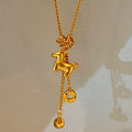 24K Gold Plated Copper Horse Coin Necklace Old Money Style Light Luxury Collarbone Chain view 4