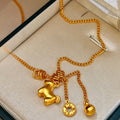 24K Gold Plated Copper Horse Coin Necklace Old Money Style Light Luxury Collarbone Chain view 2