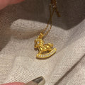 24K Gold Plated Copper Zircon Horse Pendant Necklace Light Luxury Collarbone Jewelry For Women view 4