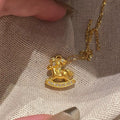 24K Gold Plated Copper Zircon Horse Pendant Necklace Light Luxury Collarbone Jewelry For Women view 2