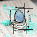 Vintage Twisted Edge Water Drop Ring For Women Sky Blue Romantic C Shape Moon Adjustable Jewelry view 4
