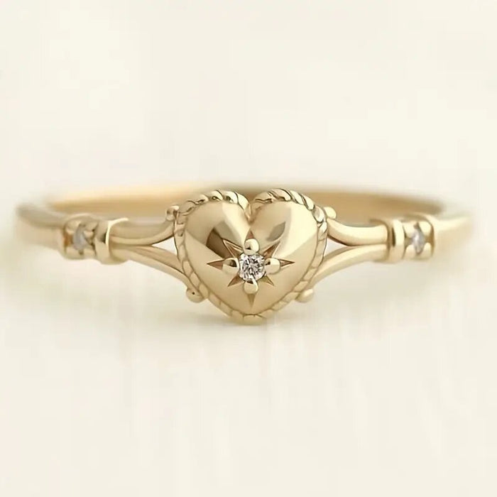 Heart And Star Ring For Women, Gentle Sweet Cool Style Fashion Jewelry Single Ring