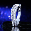 Silver-Tone Curved Ring with Baguette and Pavé Rows view 5