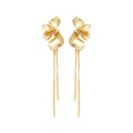 Metal Flower Petal Tassel Drop Earrings Vintage European American Style Silver Needle Jewelry view 5