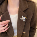 Rhinestone Enamel Peace Dove Brooch Elegant Light Luxury Alloy Bird Pin For Women view 3