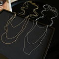 Korean Style Copper Three Layer Long Tassel Sweater Necklace, Minimalist Round Geometric Old Money Jewelry view 2