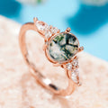 Korean New Chinese Style Faux Natural Stone Ring, Marquise Minimalist Niche Jewelry view 5