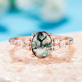 Korean New Chinese Style Faux Natural Stone Ring, Marquise Minimalist Niche Jewelry view 2
