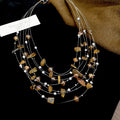Maillard Style Crystal Beaded Tiger Eye Stone Necklace And Ear Hook Jewelry Set For Women view 4