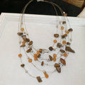 Maillard Style Crystal Beaded Tiger Eye Stone Necklace And Ear Hook Jewelry Set For Women view 2