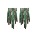 Light Luxury Copper Zircon Green C-Shaped Layered Stud Earrings For Women view 5