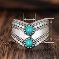 Vintage Imitation Turquoise Round Polka Dot V Shape Ring, Retro Fashion Accessory For Women view 4