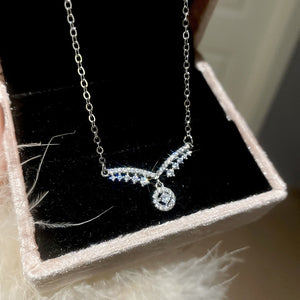 Light Luxury Korean Minimalist Copper Zircon Round Pendant Choker Necklace For Women