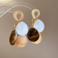 Vintage Acrylic Round Geometric Tassel Drop Earrings With Silver Pin Posts view 2