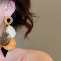 Vintage Acrylic Round Geometric Tassel Drop Earrings With Silver Pin Posts view 3