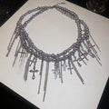 Light Luxury Crystal Cross Tassel Faux Pearl Geometric Choker Necklace for Women view 2