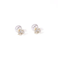 Elegant Two Way Flower Rhinestone Pearl Stud Earrings For Women Luxury Alloy Silver Needle Earrings view 5