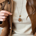 Light Luxury Faux Pearl Horse Pendant Sweater Necklace With Leather Fabric Ethnic Vintage Style view 2