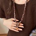 Light Luxury Faux Pearl Horse Pendant Sweater Necklace With Leather Fabric Ethnic Vintage Style view 3