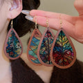 Vintage Ethnic Style Acrylic Wood Print Teardrop Pendant Drop Earrings view 2
