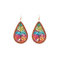 Vintage Ethnic Style Acrylic Wood Print Teardrop Pendant Drop Earrings view 5